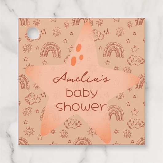 Het weer in baby shower Boho Peachy Bedankjes Labels (Voorkant)