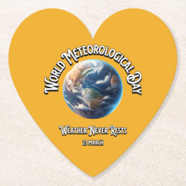 Het weer rust nooit. Wereld Meteorologische Dag. Kartonnen Onderzetters