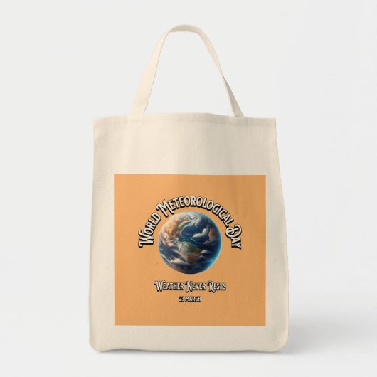 Het weer rust nooit. Wereld Meteorologische Dag. Tote Bag (Voorkant)