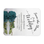 Het weerspiegelen van Blauwgroen Roos Elegant Wedd Magneet (Horizontaal)