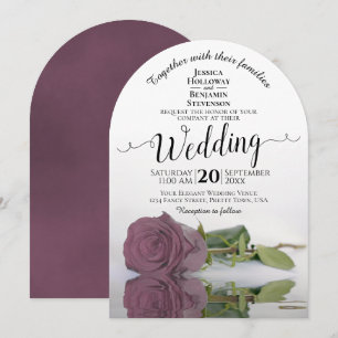 Het weerspiegelen van Mauve Pink Rose Elegant Wedd Kaart