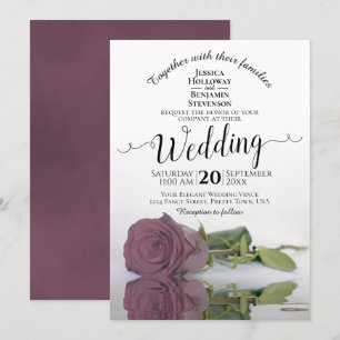 Het weerspiegelen van Mauve Pink Rose Elegant Wedd Kaart