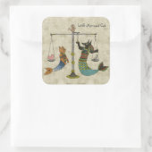 Het wegen van de Heart Mermaid Cat Vierkante Sticker (Tas)