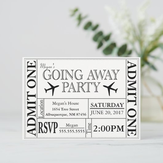 Het weggaan van de Uitnodiging van het Ticket van  (Staand voorkant)