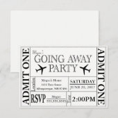 Het weggaan van de Uitnodiging van het Ticket van  (Voorkant / Achterkant)