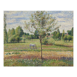 Het weiland met grijze paard, Eragny, Olieverfschi Perfect Poster