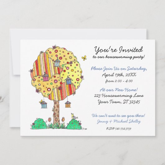 Het welkom heten Birdhouse Boom Inwijdingsfeest Ui Kaart (Voorkant)