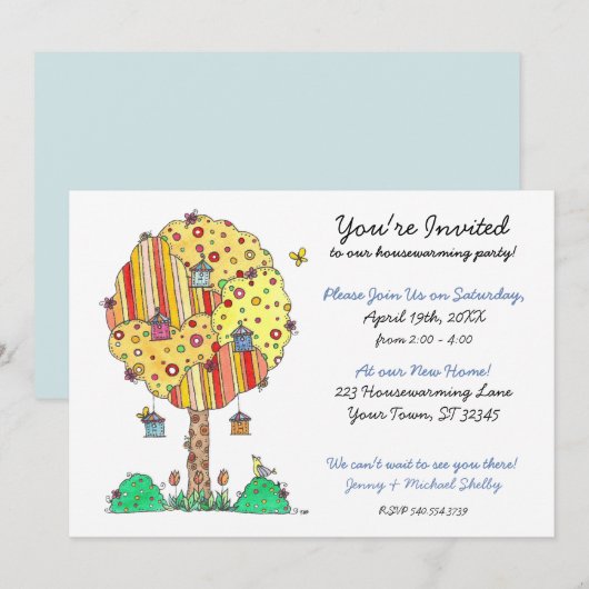 Het welkom heten Birdhouse Boom Inwijdingsfeest Ui Kaart (Voorkant / Achterkant)