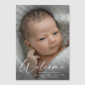 Het Welkome Baby van het manuscript de Aankondigin Magnetische Uitnodiging (Voorkant)