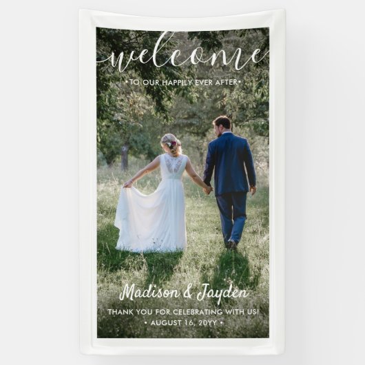 Het welkome Eenvoudige Wit Manuscript Verticale Fo Spandoek (Verticaal)