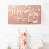 Het Welkome Mason Jars String Lights Roos Gold Spandoek (Insitu)