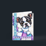 Het Welkome Nieuwe Puppy van Boston Terrier Kaart<br><div class="desc">Origineel kunst en ontwerp door Andie die het favoriete hondenras van Boston kenmerken Terrier.</div>