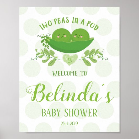 Het welkome Teken Twee Peren in een Baby shower va Poster (Voorkant)