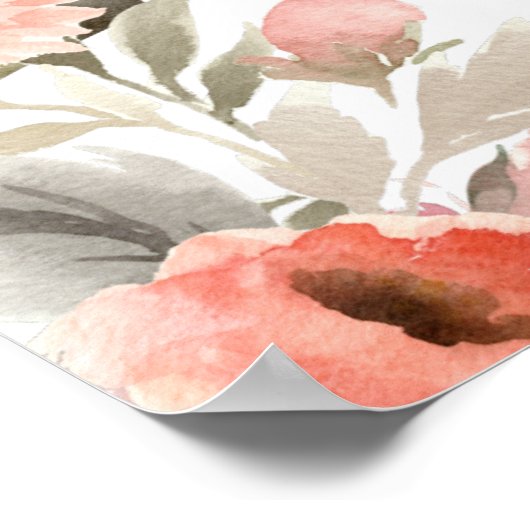 Het Welkome Waterverf van de bruiloft Blush Roos F Poster (Hoek)