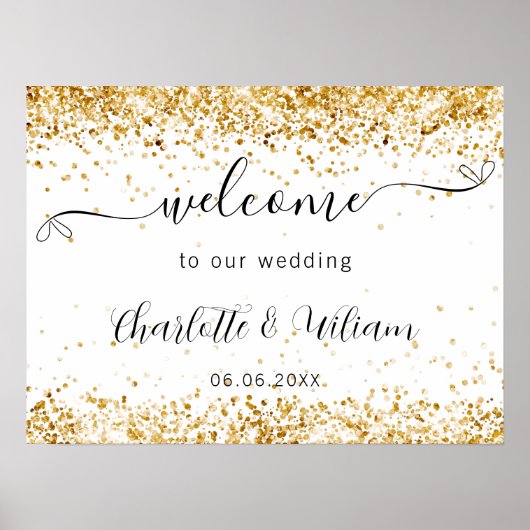 Het welkome witte gouden elegante manuscript van h poster (Voorkant)