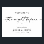 Het welkomstbord voor de avond voor de repetitie d poster<br><div class="desc">Dit minimalistische bord is perfect om uw familie en vrienden te verwelkomen bij uw repetitie diner!</div>