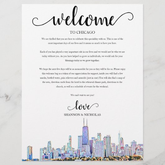 Het Welkomstreisroute van Chicago Wedding Weekend (Voorkant)