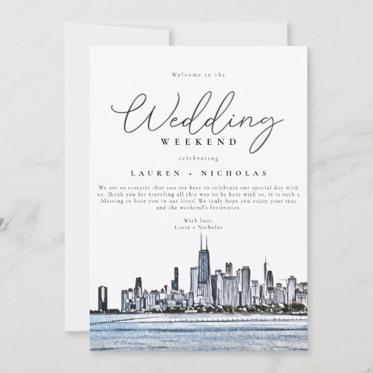 Het Welkomstreisroute van Chicago Wedding Weekend Kaart (Voorkant)