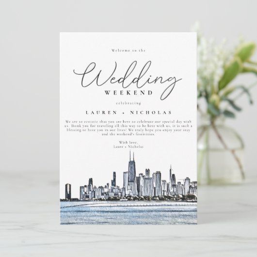 Het Welkomstreisroute van Chicago Wedding Weekend Kaart (Staand voorkant)