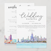 Het Welkomstreisroute van Chicago Wedding Weekend Kaart (Voorkant / Achterkant)