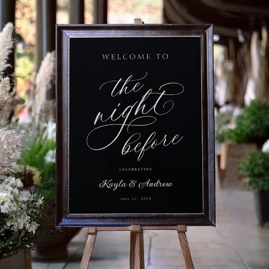 Het welkomstteken 's nachts voor het huwelijk poster