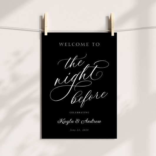 Het welkomstteken 's nachts voor het huwelijk poster