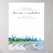 Het Welkomstteken van Chicago Skyline Wedding Poster (Voorkant)