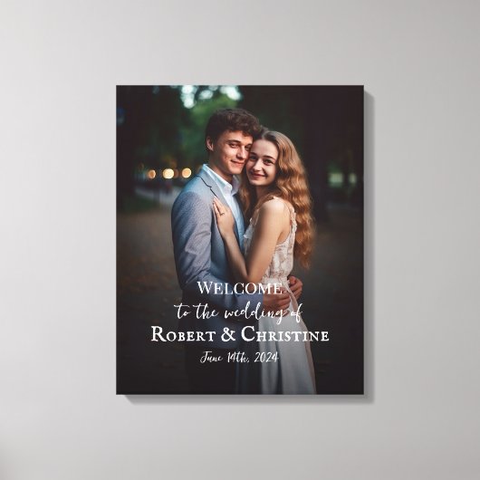 Het welkomstteken van de bruiloft met foto op canv canvas afdruk (Voorkant)