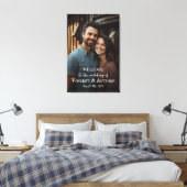 Het welkomstteken van de bruiloft met foto op canv canvas afdruk (Insitu (Slaapkamer))