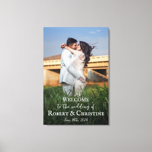 Het welkomstteken van de bruiloft met foto op canv canvas afdruk (Voorkant)