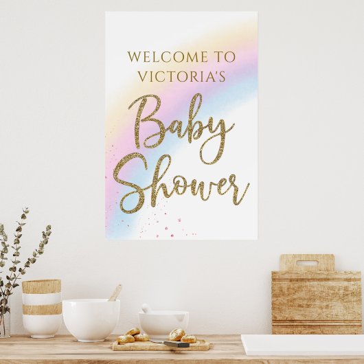 Het Welkomstteken van het Baby shower van de Regen Poster (Keuken)