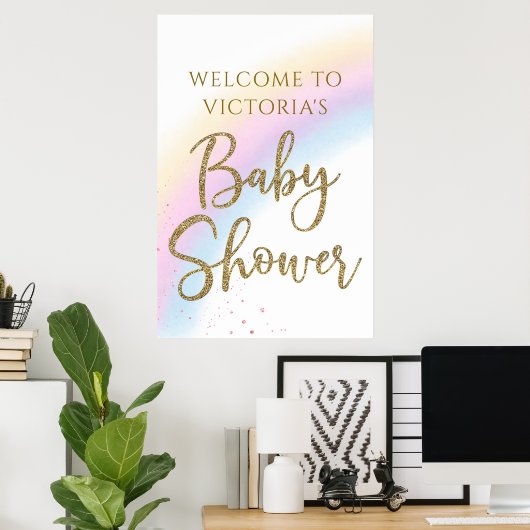 Het Welkomstteken van het Baby shower van de Regen Poster (Thuiskantoor)