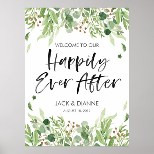 Het Welkomstteken van het Floral Wedding van het W Poster (Voorkant)