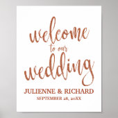 Het Welkomstteken van het huwelijk koper Glitter 8 Poster (Voorkant)