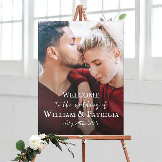 Het welkomstteken van het huwelijk met fotocanvas canvas afdruk
