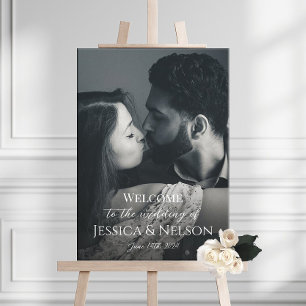 Het welkomstteken van het huwelijk met fotocanvas canvas afdruk