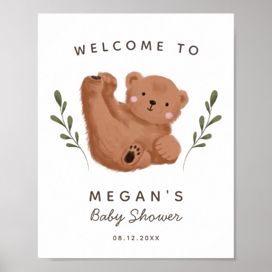 Het Welkomstteken van het Rustige Beer Baby shower Poster (Voorkant)