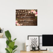 Het welkomstteken van Rustic String Lights Wedding Poster (Thuiskantoor)