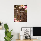 Het welkomstteken van Rustic String Lights Wedding Poster (Thuiskantoor)