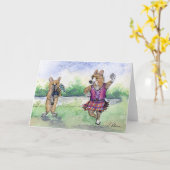 Het Welse hond Corgi Schotse dansen Kaart (Gele Bloem)