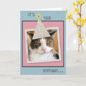 Het Wenskaart Cat Birthday bekijken Kaart (Gele Bloem)