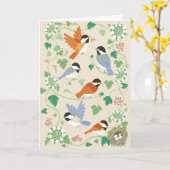 Het Wenskaart Chickadee Song Kaart (Gele Bloem)