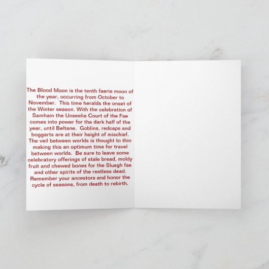 Het Wenskaart Halloween van de FEE van Samhain van Kaart (Binnen)