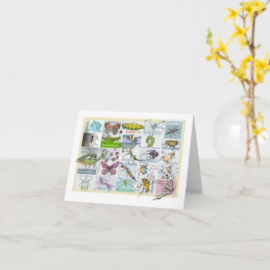 Het Wenskaart Insect Alphabet Folded Kaart (Gele Bloem)