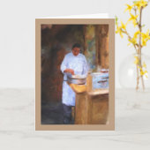 Het wenskaart met het Maken van de Chef-kok Kaart (Gele Bloem)