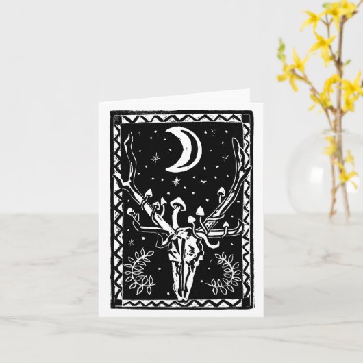 Het Wenskaart Mushrrom Stag Kaart (Gele Bloem)