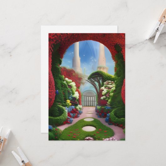 Het Wenskaart Rode Tuinen Fantastische Kunst Kaart (Voorkant / Achterkant in situ)