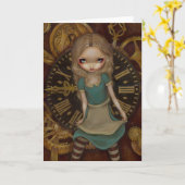 Het Wenskaart van "Alice in Uurwerk" Kaart (Gele Bloem)