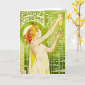 Het Wenskaart van Alphonse Mucha Absinthe Robette Kaart (Gele Bloem)
