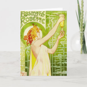 Het Wenskaart van Alphonse Mucha Absinthe Robette Kaart
